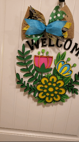 Welcome Flowers Door Hanger